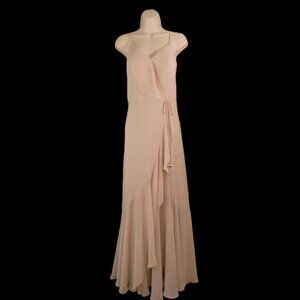 Sorella Vita Taupe Floor Length Dress Sweetheart Neckline A-Line Chiffon Sz 16